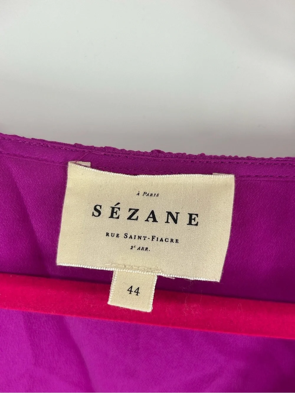 Sezane Purple Ruffled V-Neck Blouse